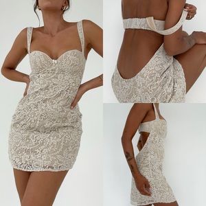 RUMORED Loverboy Lace Mini Dress Cream Small K